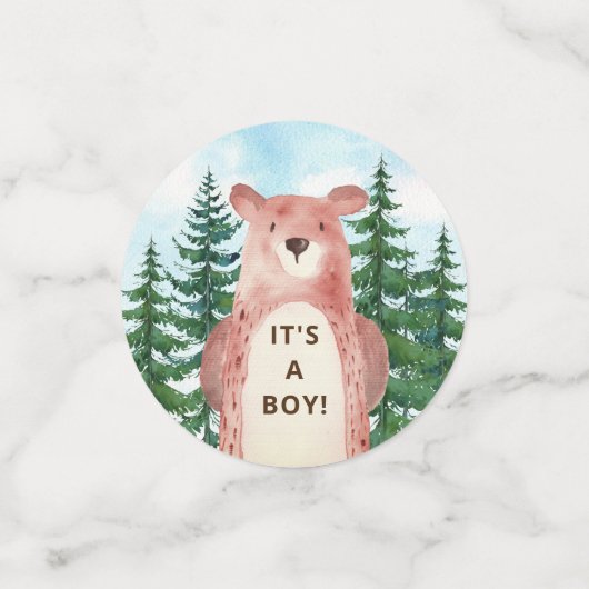 Forest Adventure Beer Boys Baby shower Confetti (Kleine voorkant)