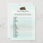 Forest Adventure Beren Animal Baby Names Game Card Kaart (Voorkant)