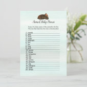 Forest Adventure Beren Animal Baby Names Game Card Kaart (Staand voorkant)