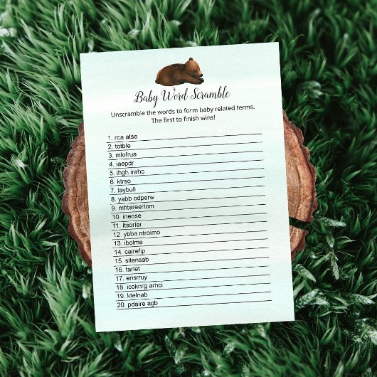 Forest Adventure Beren Baby Word-kaart Kaart