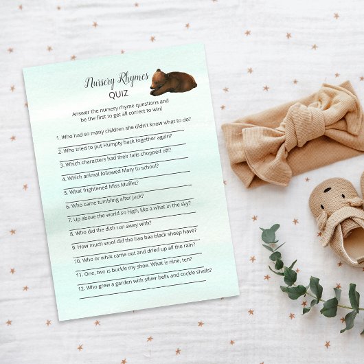 Forest Adventure Beren Neursery Rhymes Game Card Kaart