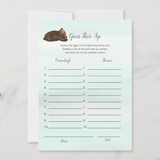 Forest Adventure-Beren raden hun leeftijdsspelkaar Kaart (Voorkant)