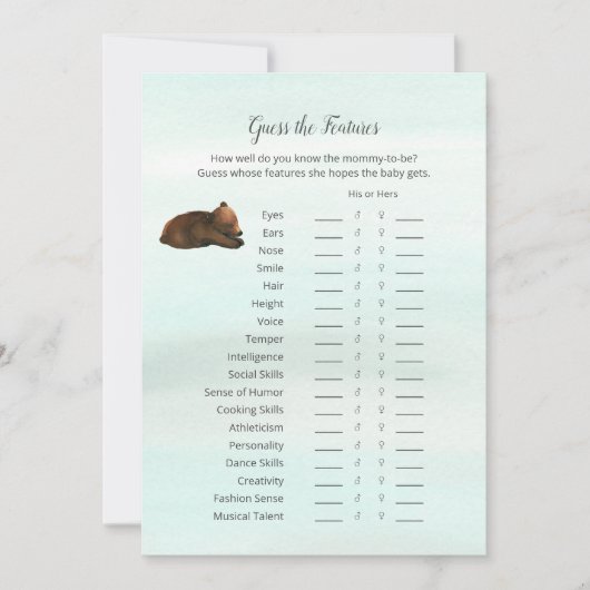 Forest Adventure-Beren raden speelgoedkaart Kaart (Voorkant)