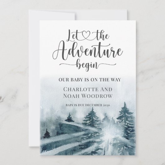 Forest Adventure Blue Green-Waterverf Aankondiging (Voorkant)