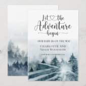 Forest Adventure Blue Green-Waterverf Aankondiging (Voorkant / Achterkant)