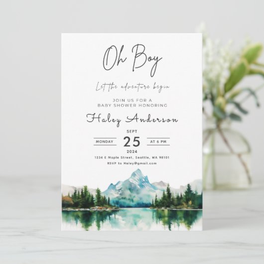 Forest Adventure Boy Baby shower Uitnodiging (Staand voorkant)