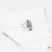 Forest Adventure Boy Beer Baby shower Bedankt Vierkante Sticker (Envelop)