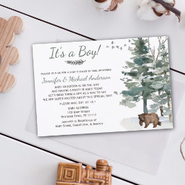Forest Adventure Boy Beer Baby shower door mail Kaart