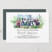 Forest Adventure Boy Country Beer Deer Baby shower Kaart (Voorkant / Achterkant)