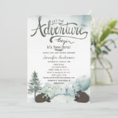 Forest Adventure Boy Country Twin Beren w/Sister Kaart (Staand voorkant)