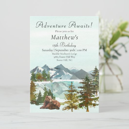 Forest Adventure Boy Rustieke Beren Verjaardagsfee Kaart (Staand voorkant)