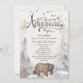 Forest Adventure Boy Waterverf Beer Baby shower Kaart (Voorkant)