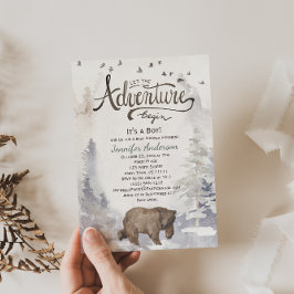 Forest Adventure Boy Waterverf Beer Baby shower Kaart
