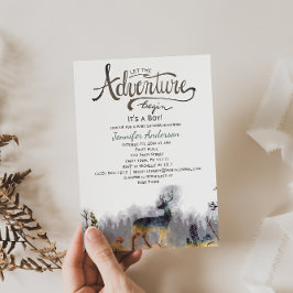 Forest Adventure Boy Waterverf Deer Baby shower Kaart