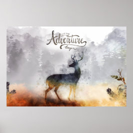 Forest Adventure Boy Waterverf Deer Poster