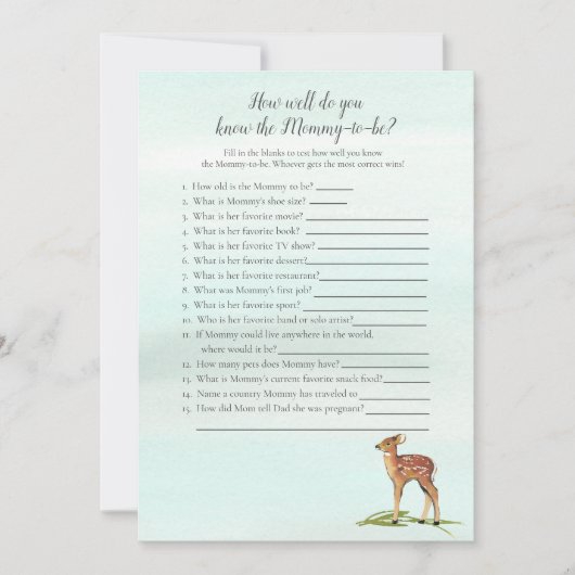 Forest Adventure die mammie beste deers game kent Kaart (Voorkant)