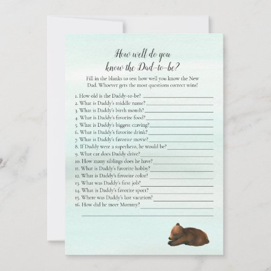 Forest Adventure die vader het beste Beer game ken Kaart (Voorkant)