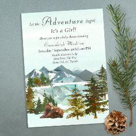 Forest Adventure Girl Rustic Beren Baby shower Kaart