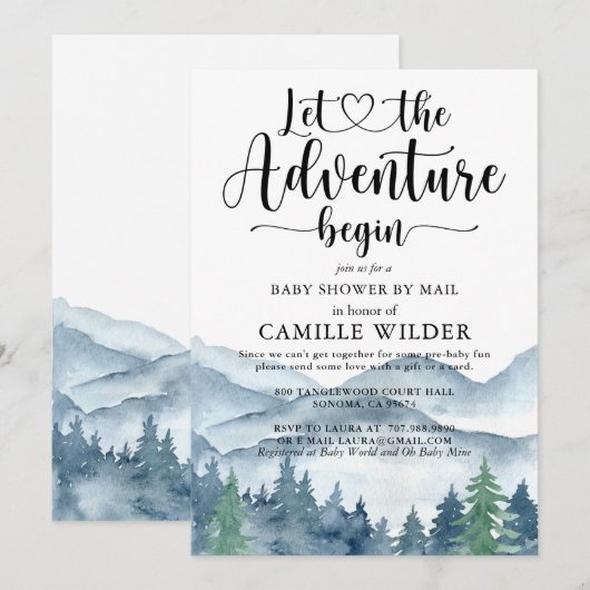 Forest Adventure Mountains Baby shower by Mail iv Kaart (Voorkant / Achterkant)