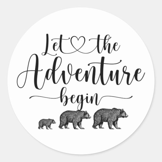 Forest Adventure Mountains Baby shower Classic Cla Ronde Sticker (Voorkant)
