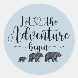 Forest Adventure Mountains Baby shower Classic Ronde Sticker