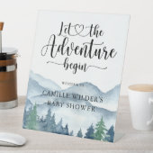 Forest Adventure Mountains Baby shower Reclamebord Met Voetstuk (Insitu)