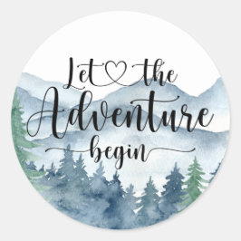 Forest Adventure Mountains Baby shower Ronde Sticker
