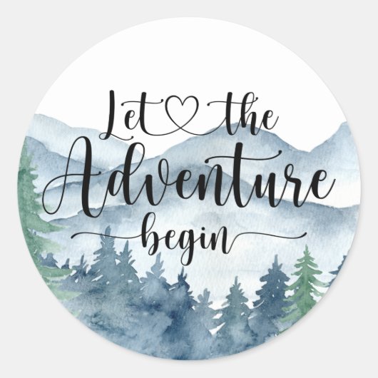 Forest Adventure Mountains Baby shower Ronde Sticker (Voorkant)