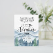 Forest Adventure Mountains Baby shower Zwangerscha Aankondigingskaart (Staand voorkant)