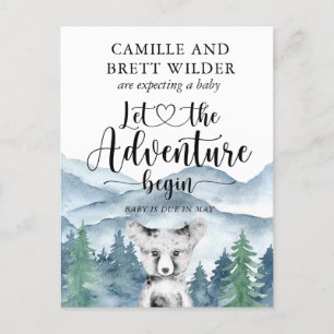 Forest Adventure Mountains Baby shower Zwangerscha Aankondigingskaart
