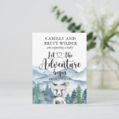 Forest Adventure Mountains Baby shower Zwangerscha Aankondigingskaart (Staand voorkant)