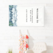 Forest Adventure Mountains Blue Baby shower Banner (Insitu)
