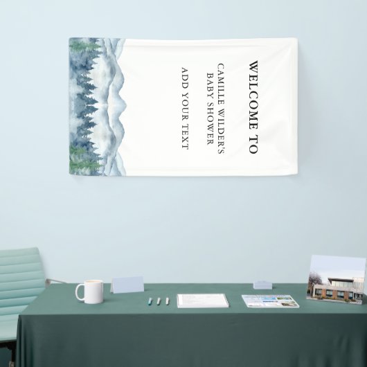 Forest Adventure Mountains Blue Baby shower Banner (Beurs)