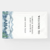 Forest Adventure Mountains Blue Baby shower Banner (Horizontaal)