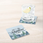 Forest Adventure Mountains Blue Baby shower Kartonnen Onderzetters (Insitu)