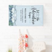 Forest Adventure Mountains Blue Baby shower Spandoek (Insitu)