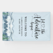 Forest Adventure Mountains Blue Baby shower Spandoek (Horizontaal)