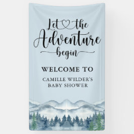 Forest Adventure Mountains Blue Baby shower Spandoek