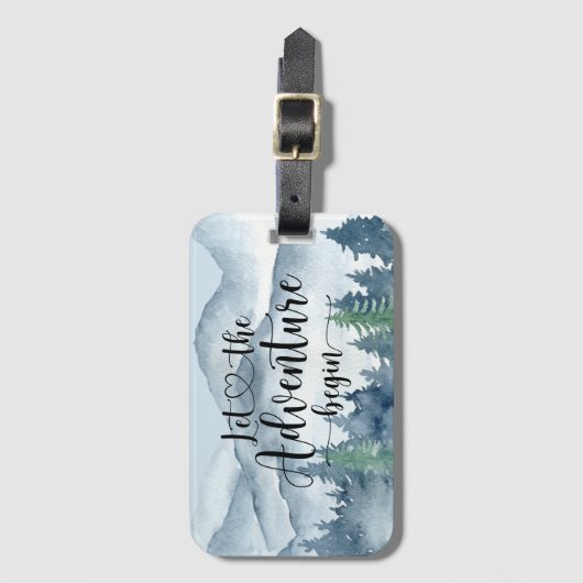 Forest Adventure Mountains Waterverf Bagagelabel (Voorkant (verticaal))