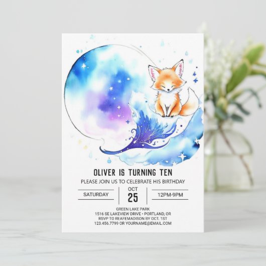 Forest Adventure Red Fox Verjaardagsfeest Kaart (Staand voorkant)