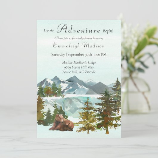 Forest Adventure Rustic Beren Baby shower Kaart (Staand voorkant)