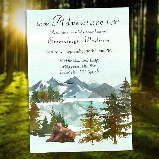Forest Adventure Rustic Beren Baby shower Kaart