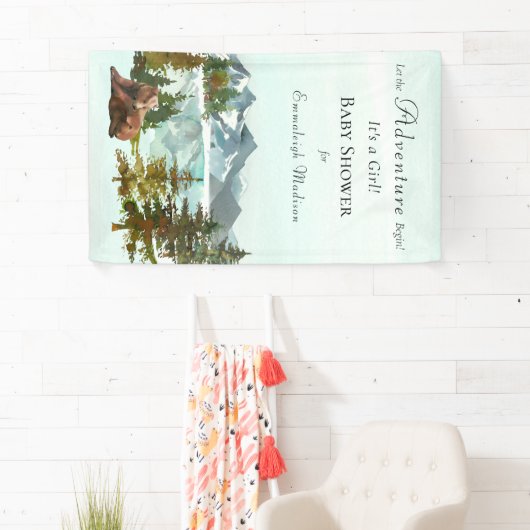 Forest Adventure Rustic Beren Baby shower Spandoek (Insitu)