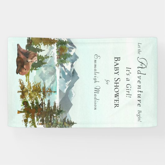 Forest Adventure Rustic Beren Baby shower Spandoek (Horizontaal)