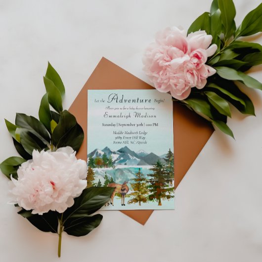 Forest Adventure Rustic Deer Baby shower Kaart