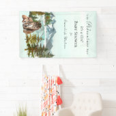 Forest Adventure Rustic Lynx Baby shower Spandoek (Insitu)