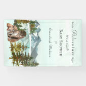 Forest Adventure Rustic Lynx Baby shower Spandoek (Horizontaal)