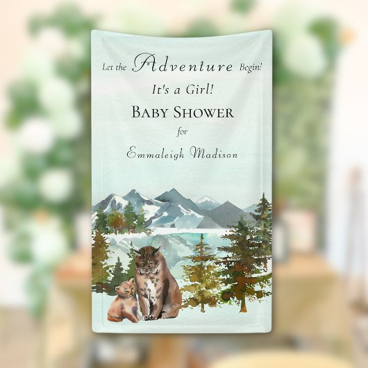 Forest Adventure Rustic Lynx Baby shower Spandoek