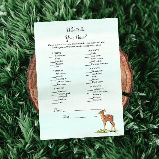 Forest Adventure wat er in je Purse Deers Game zit Kaart