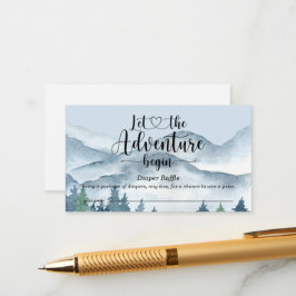 Forest Adventure Waterverf Blue Diaper Raffle Informatiekaartje